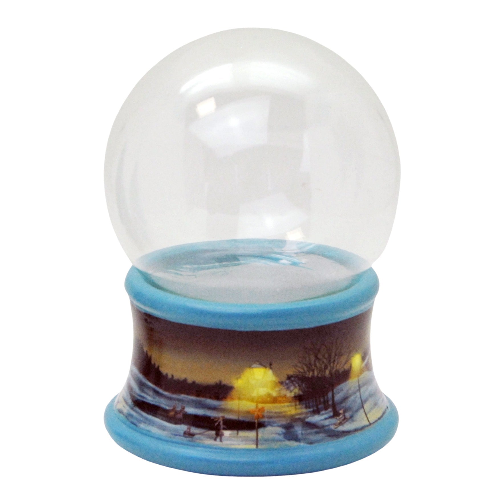 100mm Bastelset Porzellan Sockel Winterlandschaft Eisläufer blauer Rand mit DIY-Schneekugel für Spieluhr - Schneekugelhaus