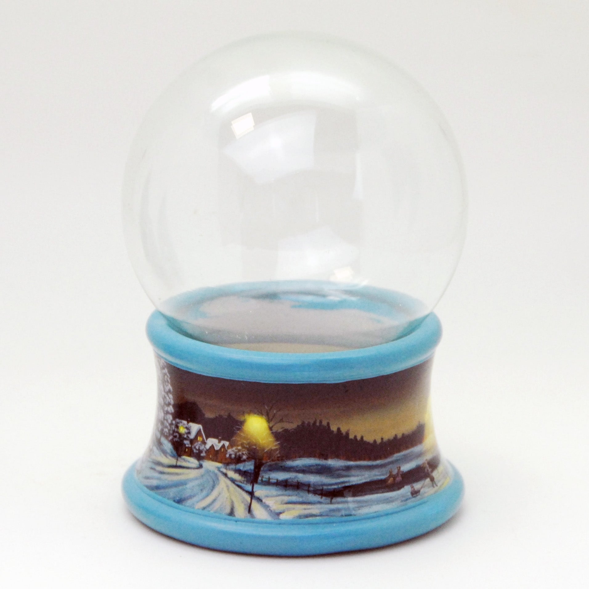 100mm Bastelset Porzellan Sockel Winterlandschaft Eisläufer blauer Rand mit DIY-Schneekugel für Spieluhr - Schneekugelhaus