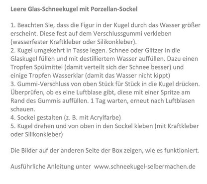 100mm DIY Schneekugel Bastelset weiß - Set aus Bastelglas und Sockel weiß - Schneekugelhaus