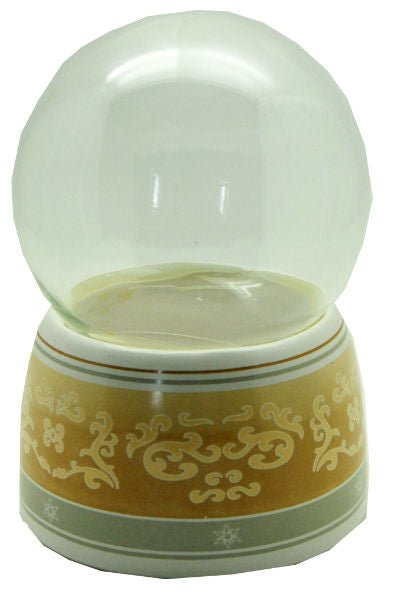 100mm-Do-it-Yourself Schneekugel mit beigem Sockel mit beige-goldener Ornament Bordüre - Schneekugelhaus
