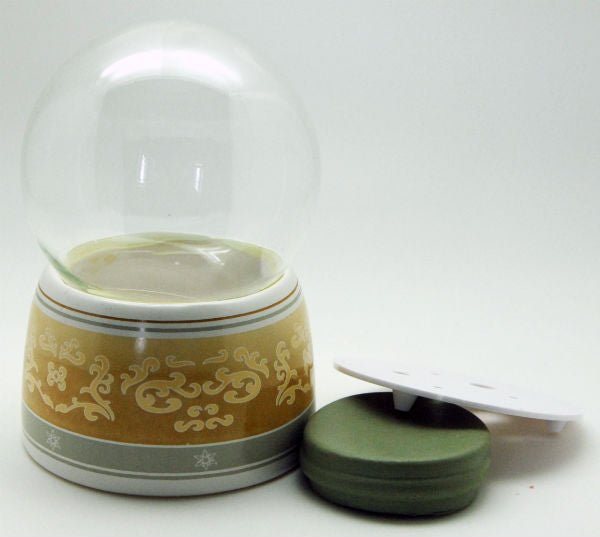 100mm-Do-it-Yourself Schneekugel mit beigem Sockel mit beige-goldener Ornament Bordüre - Schneekugelhaus