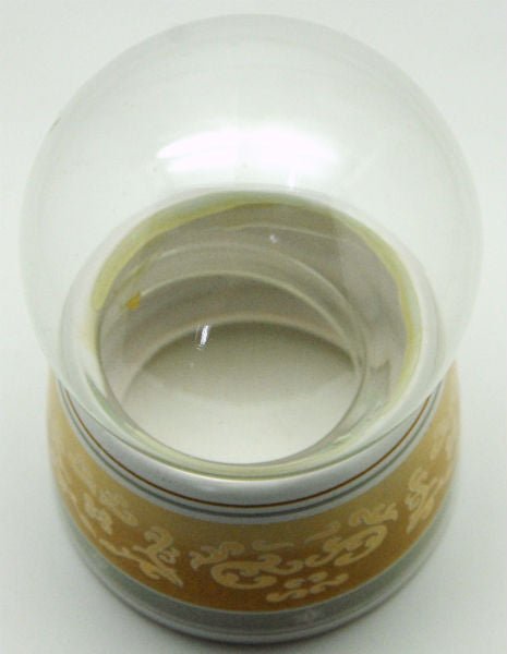 100mm-Do-it-Yourself Schneekugel mit beigem Sockel mit beige-goldener Ornament Bordüre - Schneekugelhaus