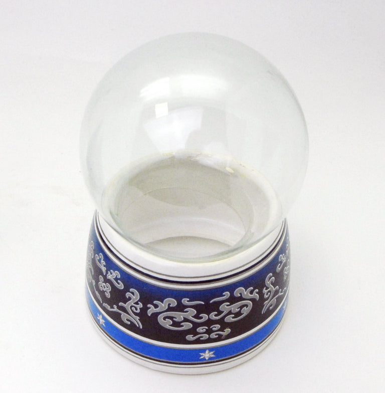 100mm-Do-it-Yourself Schneekugel mit blauem Sockel mit Ornamentbordüre - Schneekugelhaus