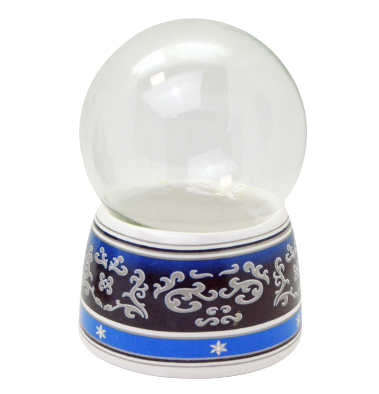 100mm-Do-it-Yourself Schneekugel mit blauem Sockel mit Ornamentbordüre - Schneekugelhaus