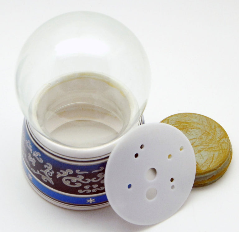 100mm-Do-it-Yourself Schneekugel mit blauem Sockel mit Ornamentbordüre - Schneekugelhaus