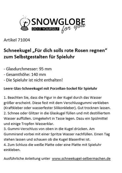100mm-Do-it-Yourself Schneekugel mit Rosen Sockel - Schneekugelhaus