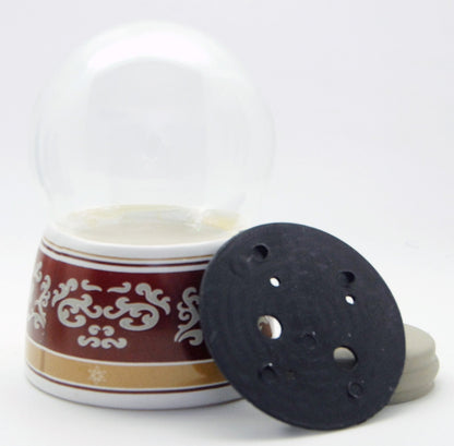 100mm-Do-it-Yourself Schneekugel mit rotem Sockel mit Ornament Bordüre - Schneekugelhaus