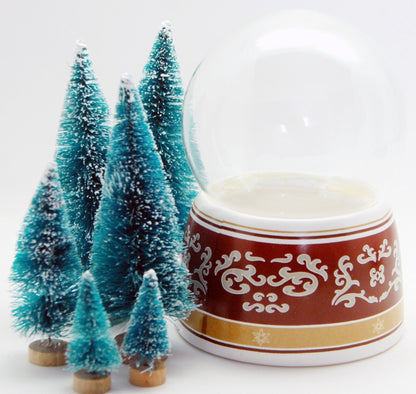 100mm-Do-it-Yourself Schneekugel mit rotem Sockel mit Ornament Bordüre - Schneekugelhaus