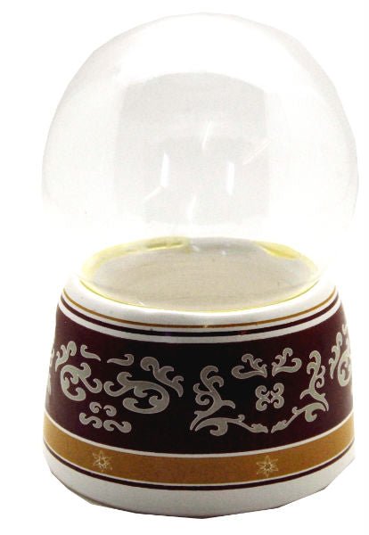 100mm-Do-it-Yourself Schneekugel mit rotem Sockel mit Ornament Bordüre - Schneekugelhaus