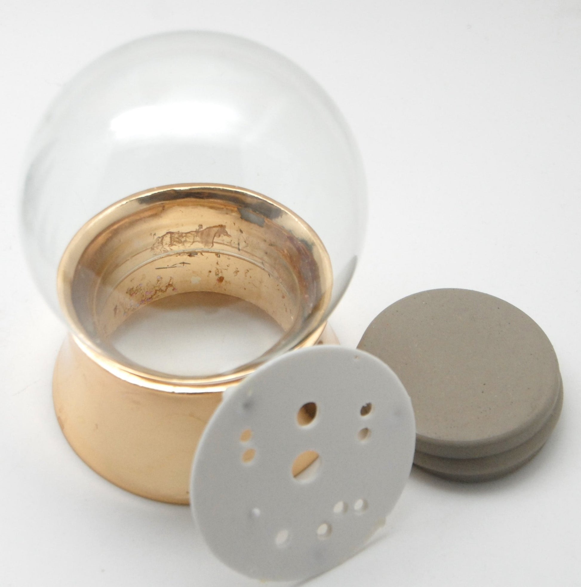 100mm-Do-it-Yourself Schneekugel mit Sockel Porzellan Kupfergold gerade für Spieluhr - Schneekugelhaus