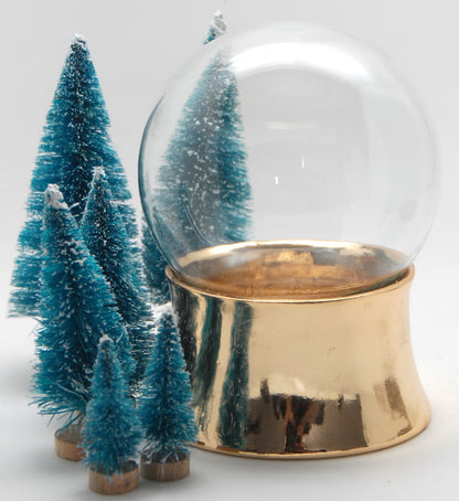 100mm-Do-it-Yourself Schneekugel mit Sockel Porzellan Kupfergold gerade für Spieluhr - Schneekugelhaus