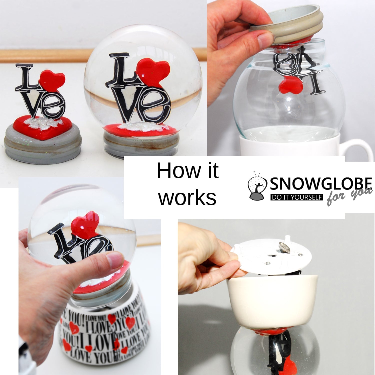 100mm-Do-it-Yourself Schneekugel mit Sockel Porzellan Kupfergold gerade für Spieluhr - Schneekugelhaus