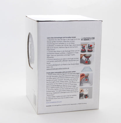 100mm-Do-it-Yourself Schneekugel mit Sockel Porzellan silber gerade mit Geschenkschleife für Spieluhr - Schneekugelhaus
