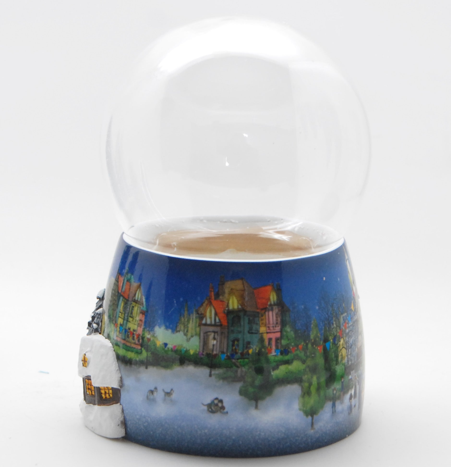 100mm-Do-it-Yourself Schneekugel mit Sockel Weihnachtsmarkt mit Haus für Spieluhr - Schneekugelhaus