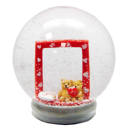 100mm Glas mit Fotoeinsatz für eine Foto-Schneekugel Liebe Love Herzen Teddybär - Schneekugelhaus