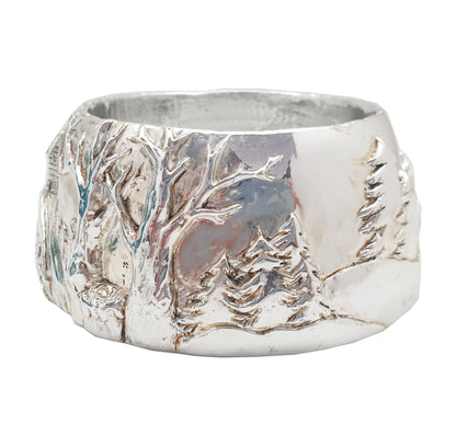 100mm- Porzellan Sockel silber Landschaft DIY-Schneekugel - Schneekugelhaus