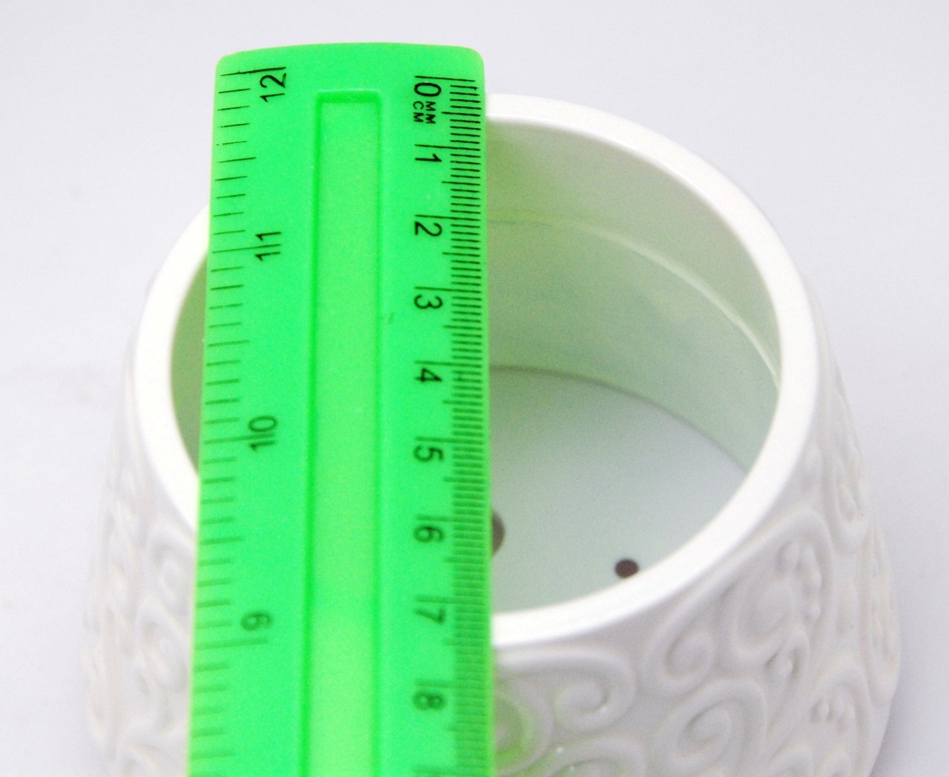 100mm- Porzellan Sockel weiß mit Ornamenten für DIY-Schneekugel - Schneekugelhaus