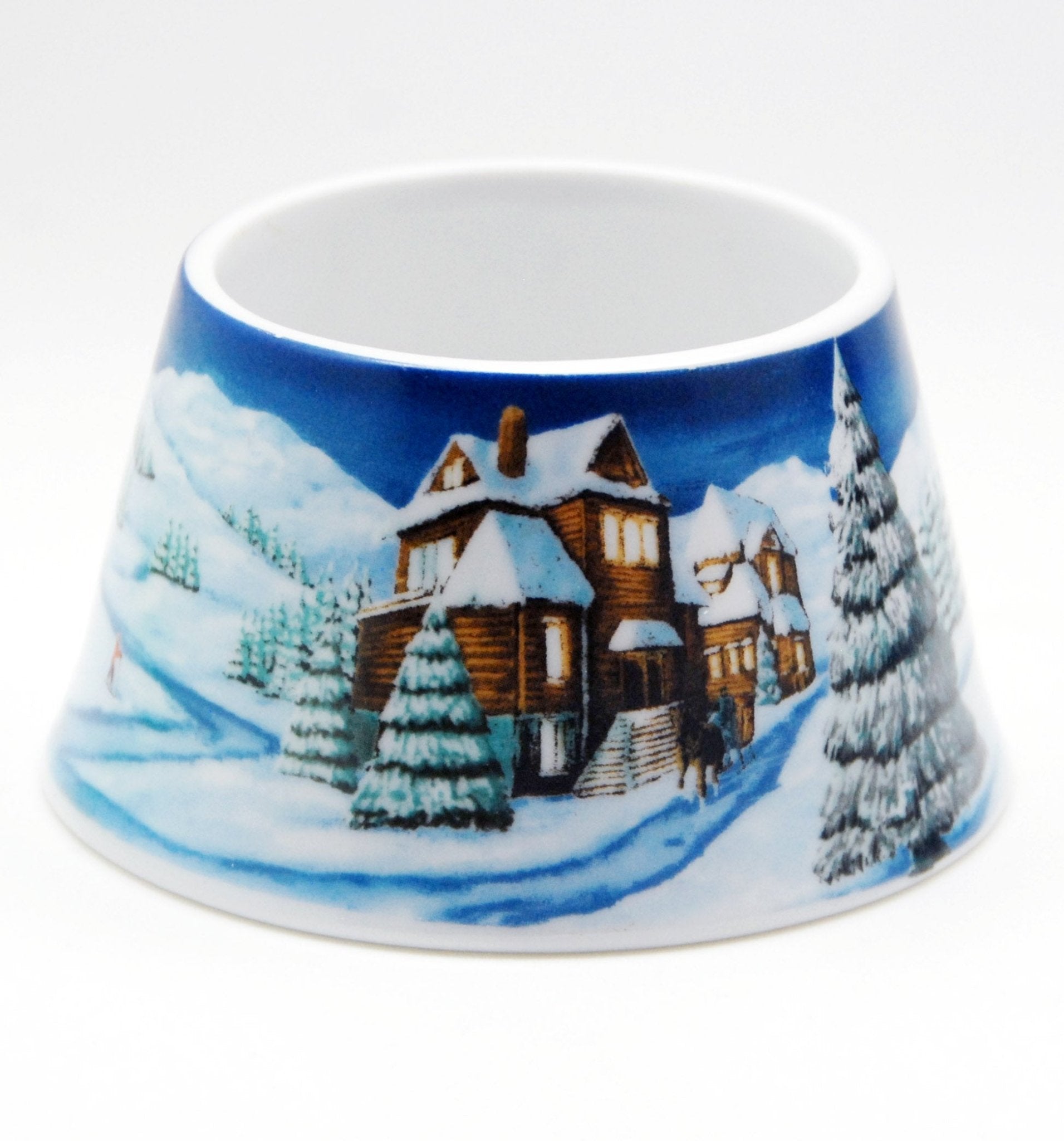 100mm Porzellan Sockel Winterlandschaft mittelblau für DIY-Schneekugel - Schneekugelhaus