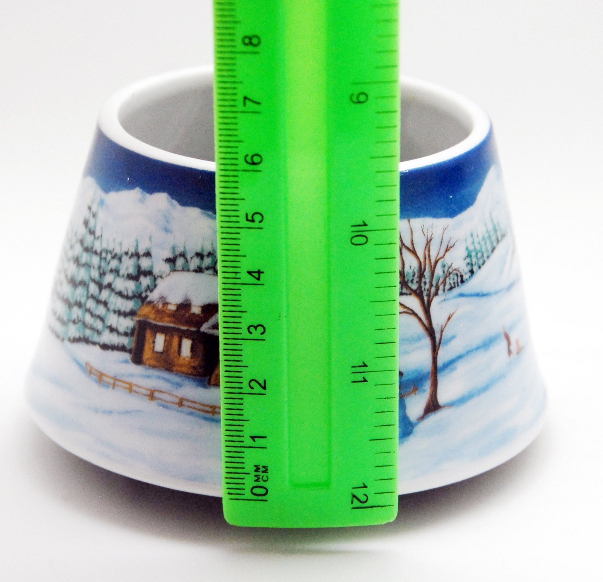 100mm Porzellan Sockel Winterlandschaft mittelblau für DIY-Schneekugel - Schneekugelhaus