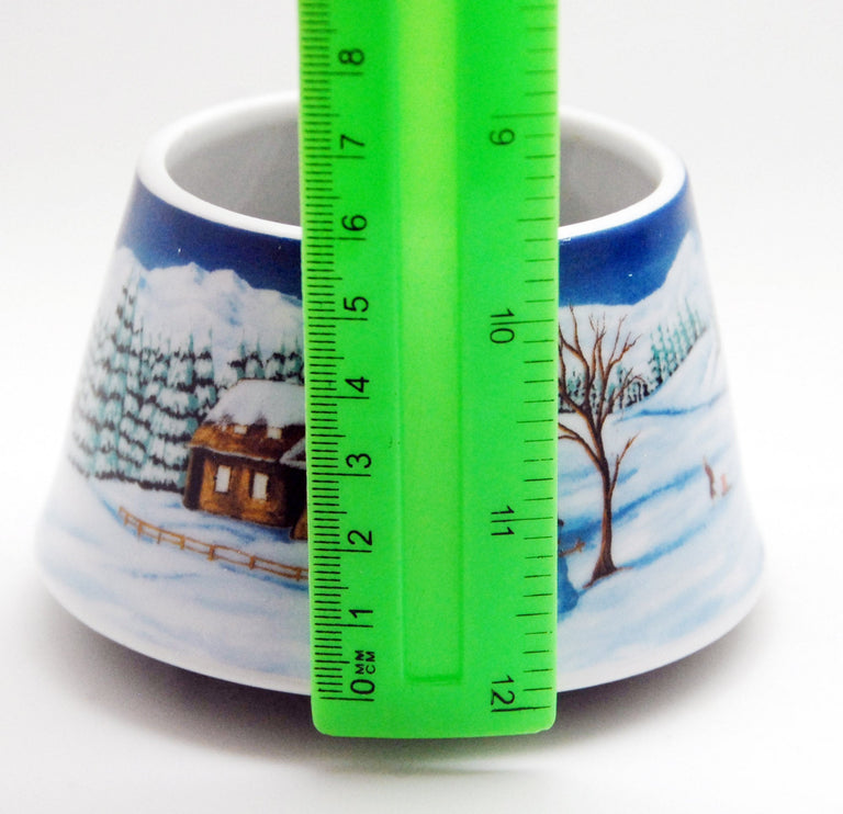 100mm Porzellan Sockel Winterlandschaft mittelblau für DIY-Schneekugel - Schneekugelhaus