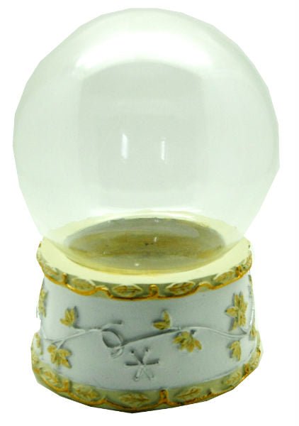 120mm-Do-it-Yourself Schneekugel mit weißem Sockel und Bordüre in gold - Schneekugelhaus