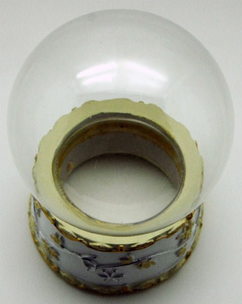 120mm-Do-it-Yourself Schneekugel mit weißem Sockel und Bordüre in gold - Schneekugelhaus