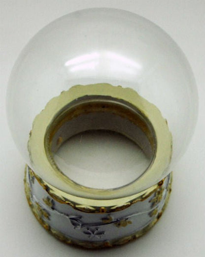 120mm-Do-it-Yourself Schneekugel mit weißem Sockel und Bordüre in gold - Schneekugelhaus