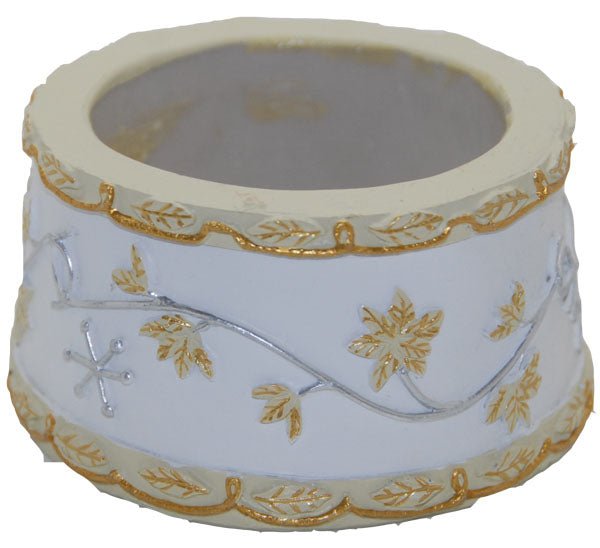 120mm-Porzellan Sockel weiß gold mit Relief DIY-Schneekugel - Schneekugelhaus