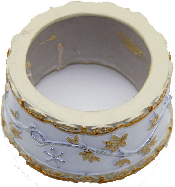 120mm-Porzellan Sockel weiß gold mit Relief DIY-Schneekugel - Schneekugelhaus