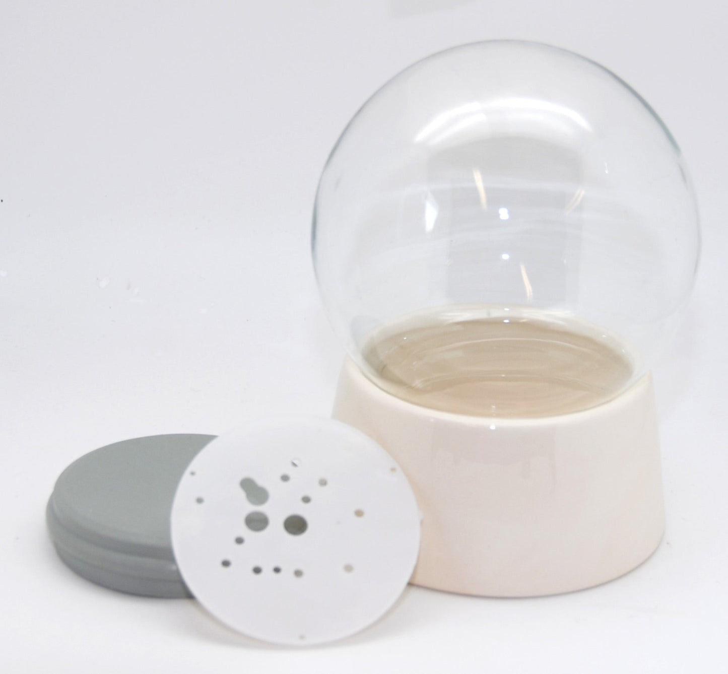 150mm DIY Schneekugel Bastelset weiß - Set aus Bastelglas und Sockel weiß - Schneekugelhaus