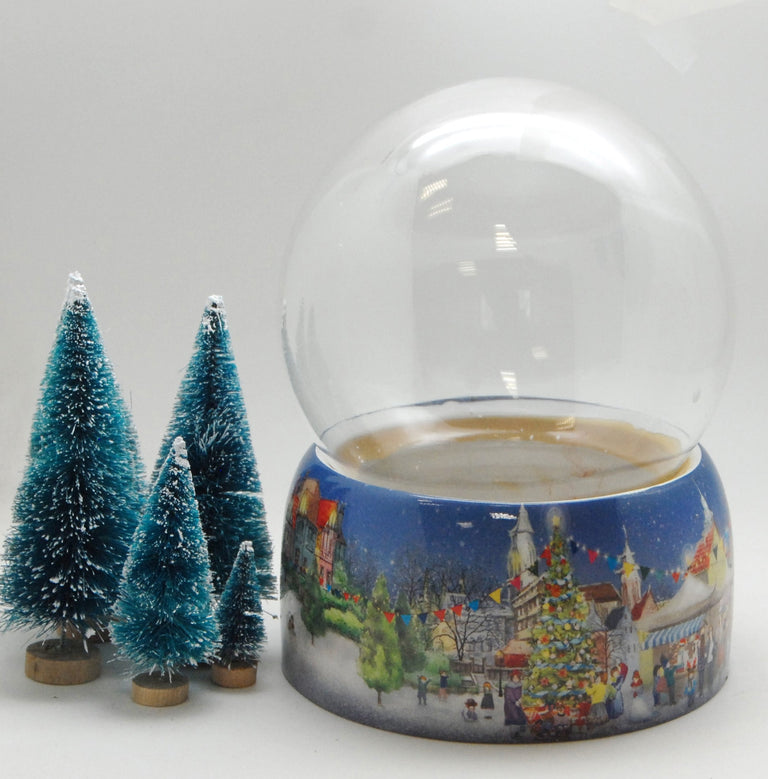 150mm DIY Schneekugelset Bastelset Glas und Porzellan Weihnachtsmarkt - Schneekugelhaus