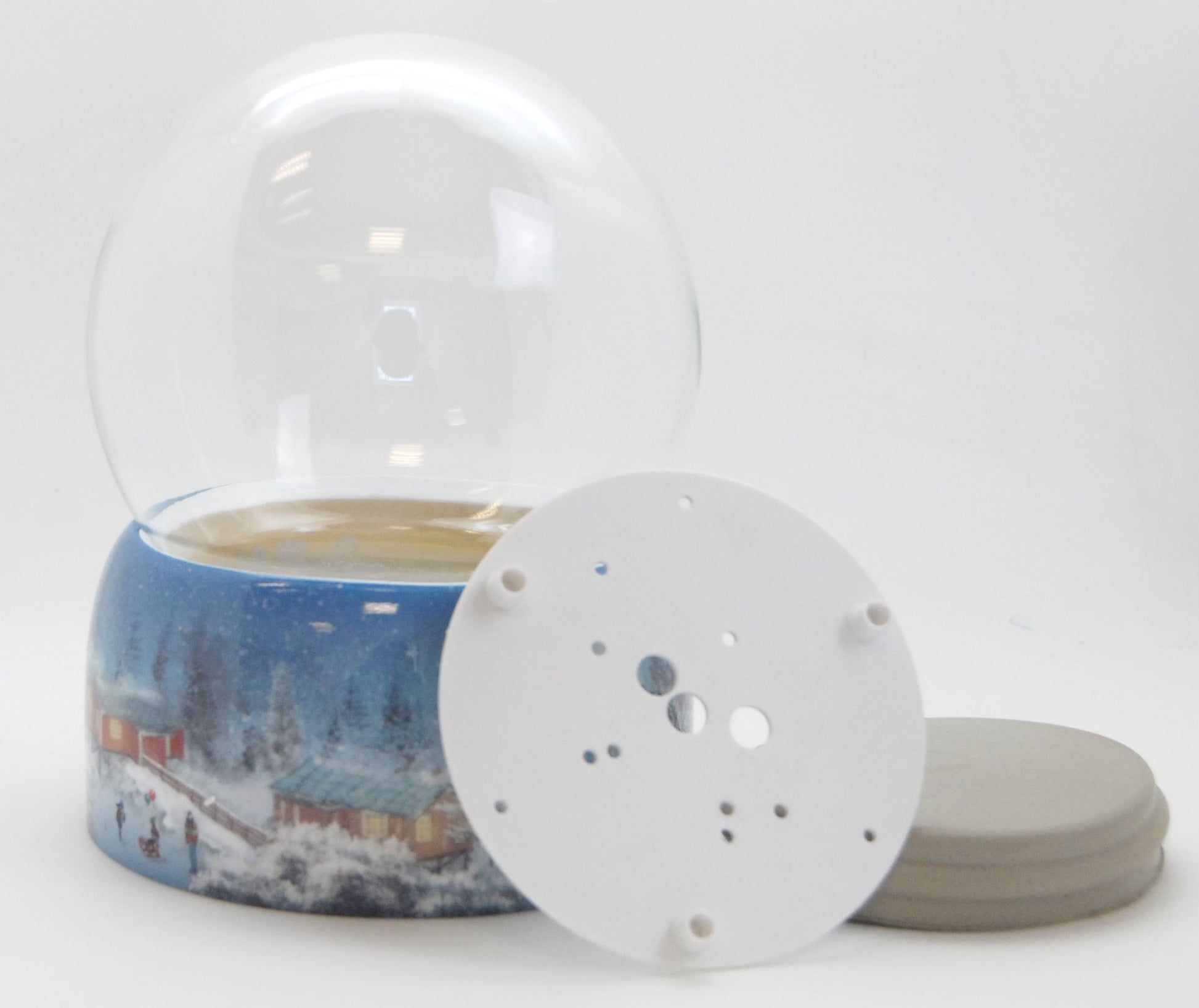 150mm DIY Schneekugelset Bastelset Glas und Porzellan Winterlandschaft mittelblau - Schneekugelhaus