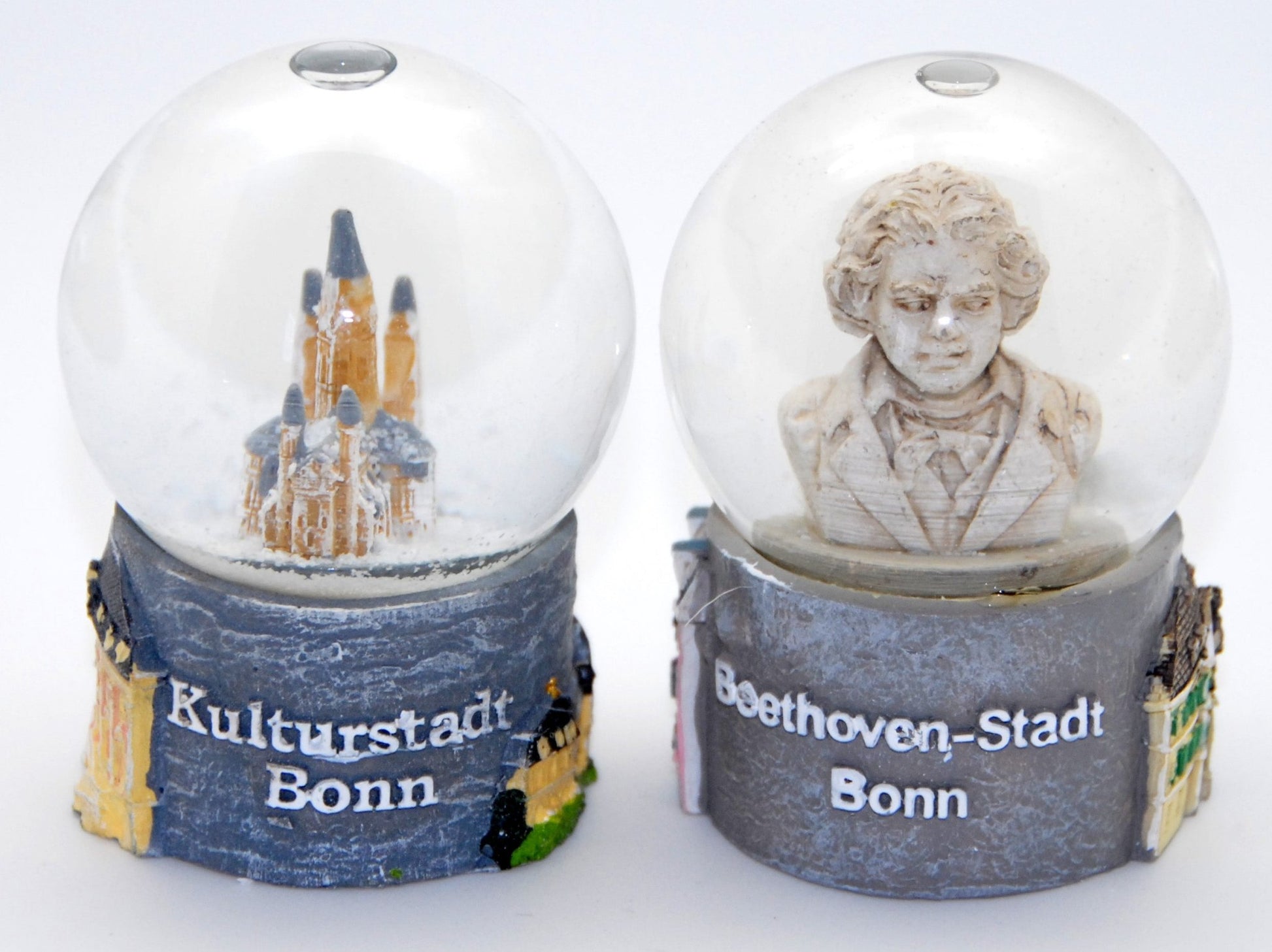 2 süße Souvenir Schneekugeln Bonn und Beethoven Bonn- Luftblase - Schneekugelhaus