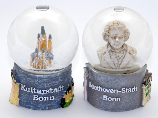 2 süße Souvenir Schneekugeln Bonn und Beethoven Bonn- Luftblase - Schneekugelhaus