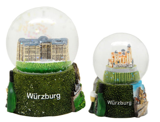 2er Set süße Souvenir-Schneekugeln Würzburg Festung Marienberg Residenz - Schneekugelhaus