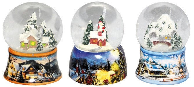 3 nostalgische Schneekugeln Winter & Weihnacht - Schneekugelhaus