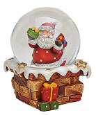3 süße Weihnachtsmann Schneekugel auf Kamin-Sockel 65mm - Schneekugelhaus