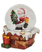 3 süße Weihnachtsmann Schneekugel auf Kamin-Sockel 65mm - Schneekugelhaus
