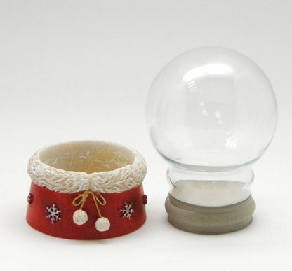 65mm-Do-it-Yourself Schneekugel mit Glas und Weihnachtssockel mit Pelzrand - Schneekugelhaus
