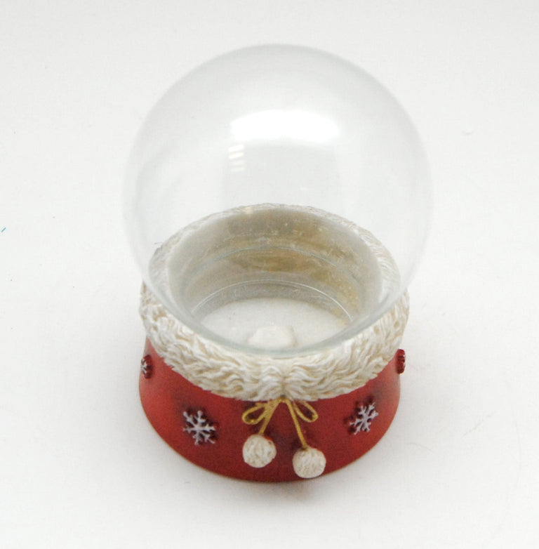 65mm-Do-it-Yourself Schneekugel mit Glas und Weihnachtssockel mit Pelzrand - Schneekugelhaus