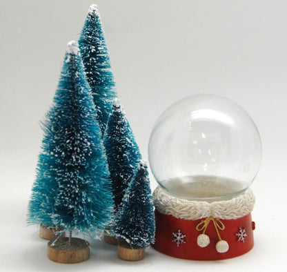 65mm-Do-it-Yourself Schneekugel mit Glas und Weihnachtssockel mit Pelzrand - Schneekugelhaus