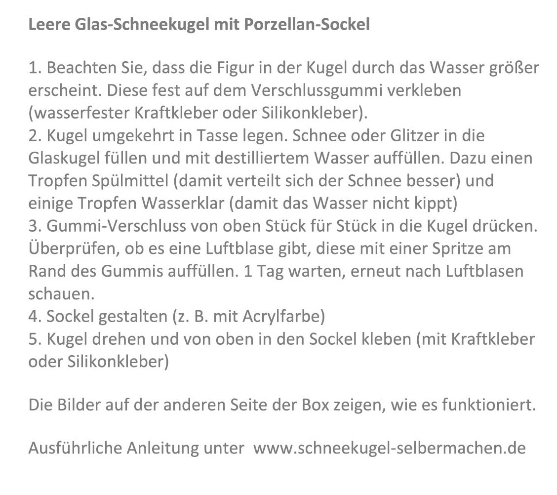 80mm-Do-it-Yourself Schneekugel mit Glas und Porzellan-Sockel - Schneekugelhaus