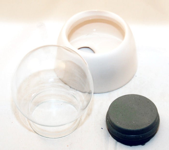 80mm-Do-it-Yourself Schneekugel mit Glas und Porzellan-Sockel - Schneekugelhaus