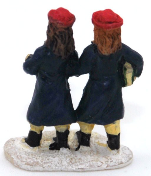 Bastel-Figur 2 Mädchen unterwegs für DIY Schneekugel - Schneekugelhaus