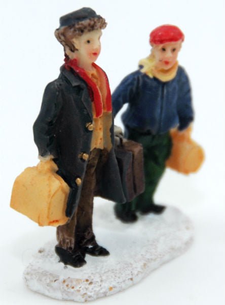 Bastel-Figur 2 Männer mit Gepäck für DIY Schneekugel - Schneekugelhaus