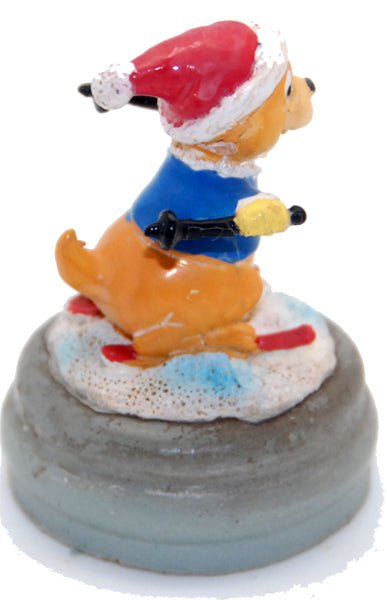 Bastel-Figur Biber auf Skiern für DIY Schneekugel - Schneekugelhaus