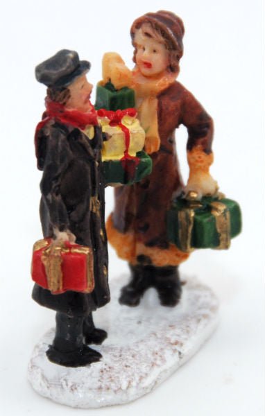 Bastel-Figur Ehepaar mit Geschenken für DIY Schneekugel - Schneekugelhaus