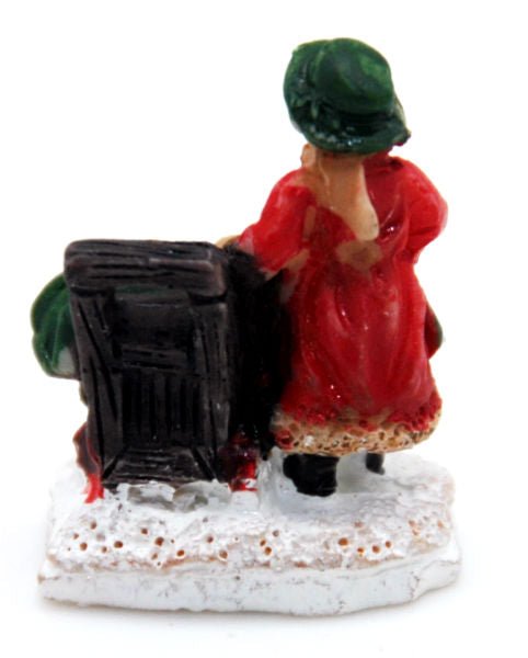 Bastel-Figur Frau mit drei Hunden im Schlitten für DIY Schneekugel - Schneekugelhaus