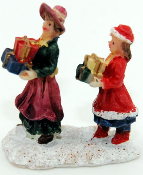 Bastel-Figur Frau mit Kind und Geschenken - Schneekugelhaus