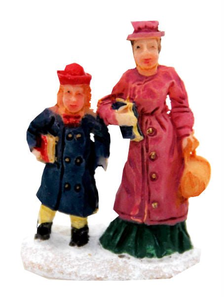 Bastel-Figur Frau mit Kind unterwegs für DIY Schneekugel - Schneekugelhaus